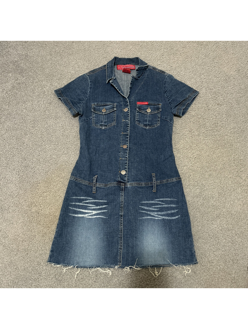 Vintage Hot Kiss One Piece Denim Short Jeans Dress Sz: L